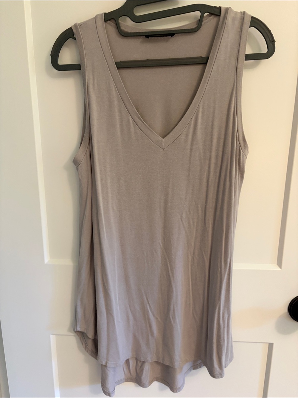 Sleeveless V-Neck Tank Top in Light Taupe